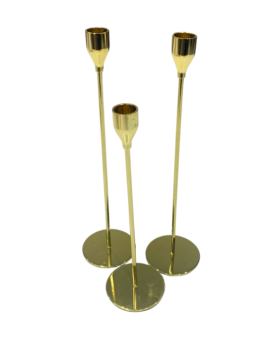 Gold Candlestick Holder Trio hire