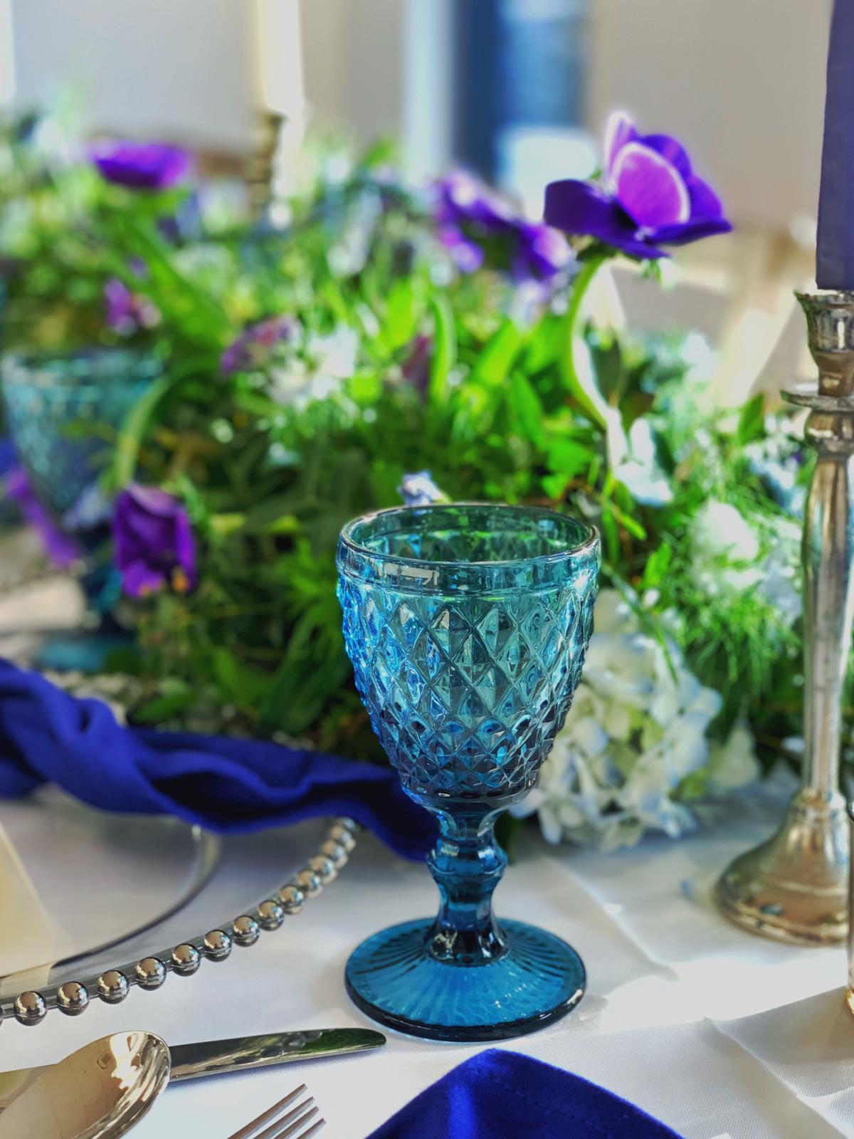 Blue goblet hire