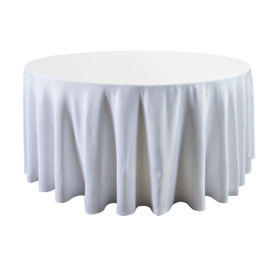 108" Round White Table cloth hire